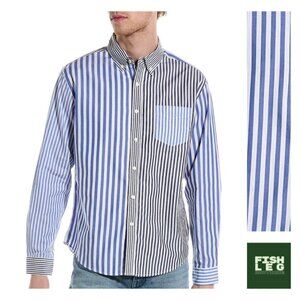Alex Mill | Portuguese Poplin Mixed Stripe LS Shirt - Blue / Sz S